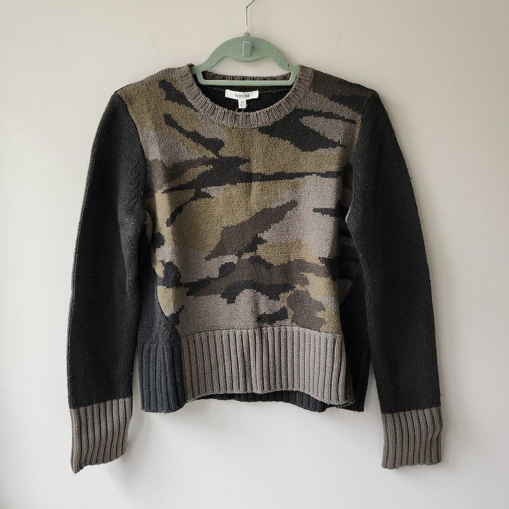 NWT Splendid Mally Sweater (XS) Camo, Crewneck, Wool Cashmere Blend